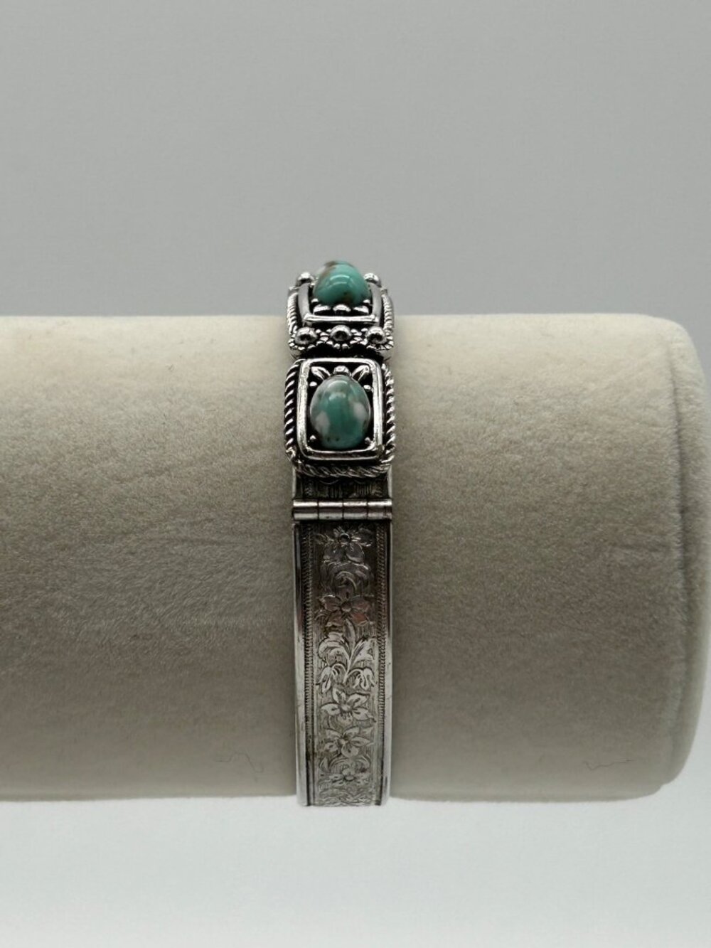 SHP Faux Turquoise Panel Link Bracelet Southwestern Silver-tone Costume Jewelry - Picture 13 of 13